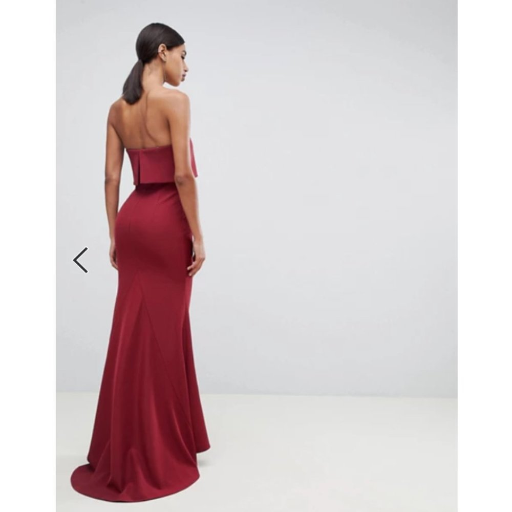 JARLO (NWT) Bandeau Overlay Maxi Dress in Berry - Picture 4 of 5